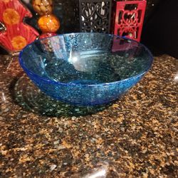 Vintage Beatiful   Blue Blown  Glass Murano  Bowl