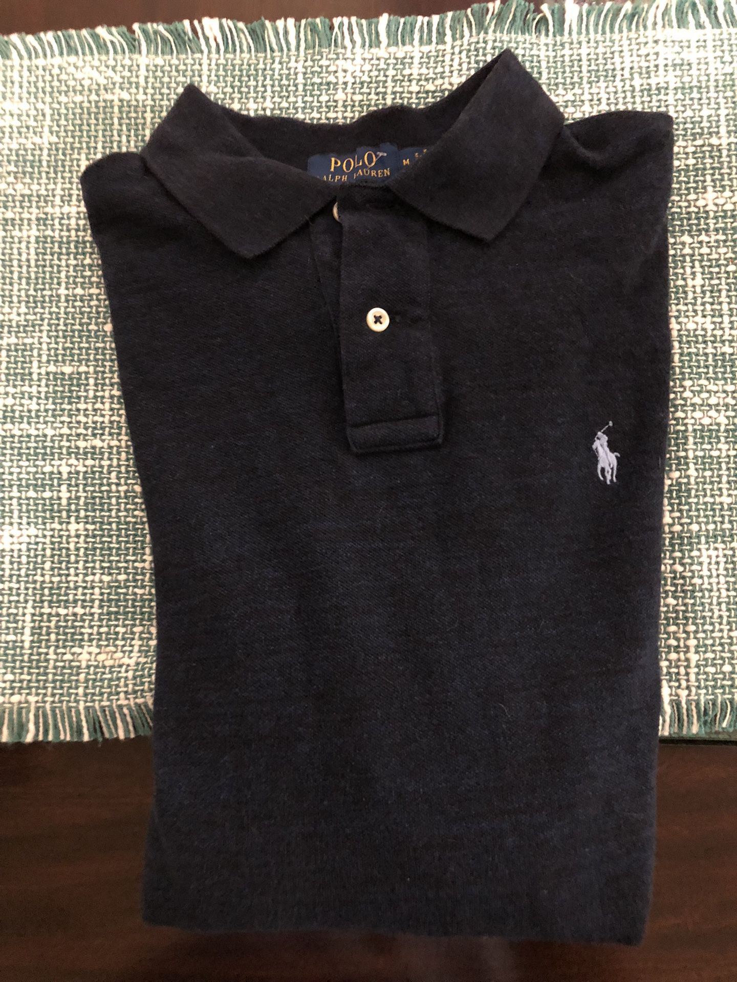 Ralph Lauren Polo Shirt Men’s Medium Navy Blue - Light Blue Logo Excellent Cond