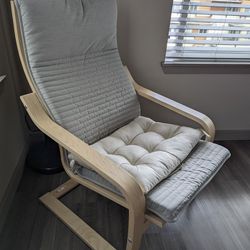 Barely Used IKEA Poang Recliner With Fabric Cushions