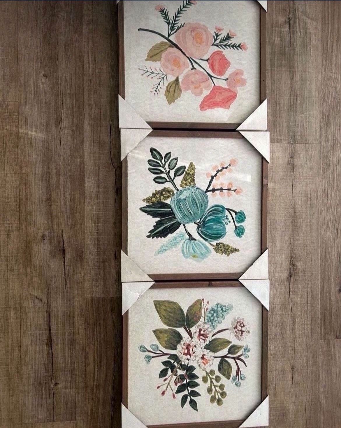 Hobby Lobby | Floral Botanical Wood Wall Art | Set of 3