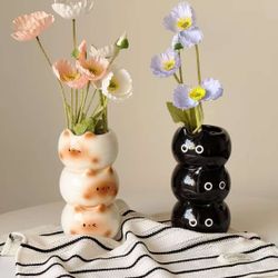 Adorable Cat Ceramic Vase