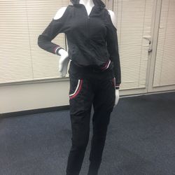 K. Jordan Velour Tracksuit Gray Polyester/Spandex with Red And White Accents Size Small