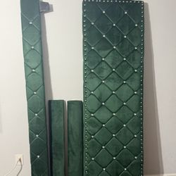 Brand New King Size Bed, Beautiful Green Velvet Upholstery