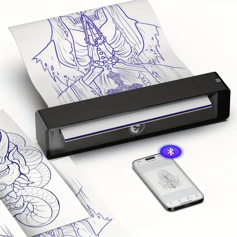 Wireless Tattoo Stencil Printer Bluetooth, 2500mAh, Dark Gray | Works with Phone & PC