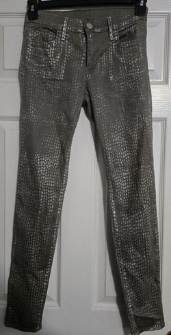 True Religion gray metallic croc-embossed skinny jeans in size 27