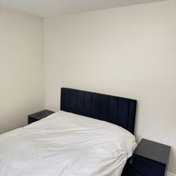 Queen Size Velvet Upholstered Bed Frame – Platform Style, Sturdy Wood Slats, No Box Spring Required