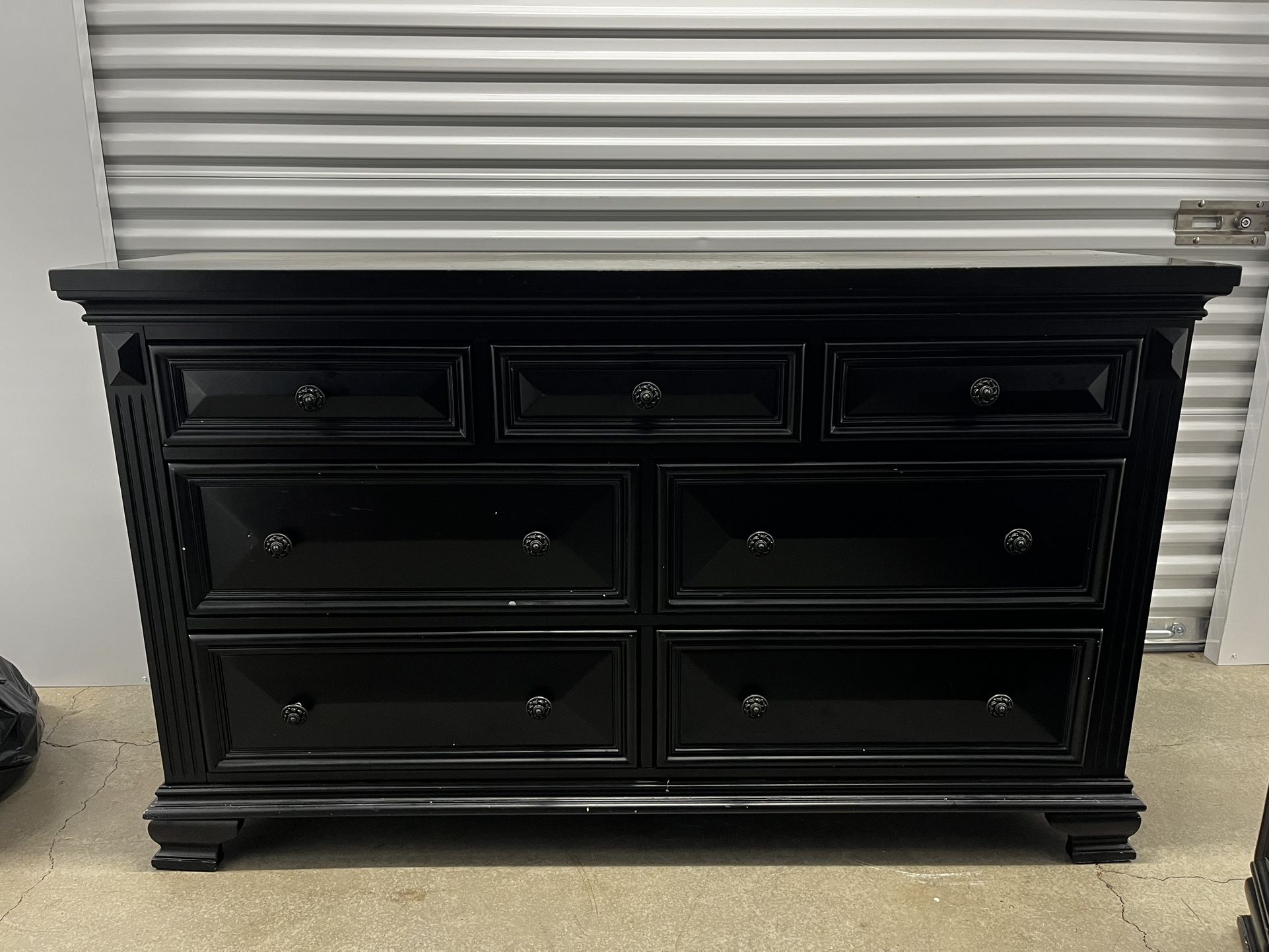 Dresser & Mirror, Wooden with black finish