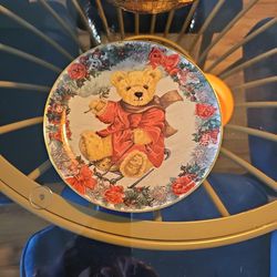 Franklin Mint Heirloom Collection 8" Plate Teddy's Winter Wonderland LA3380 New

