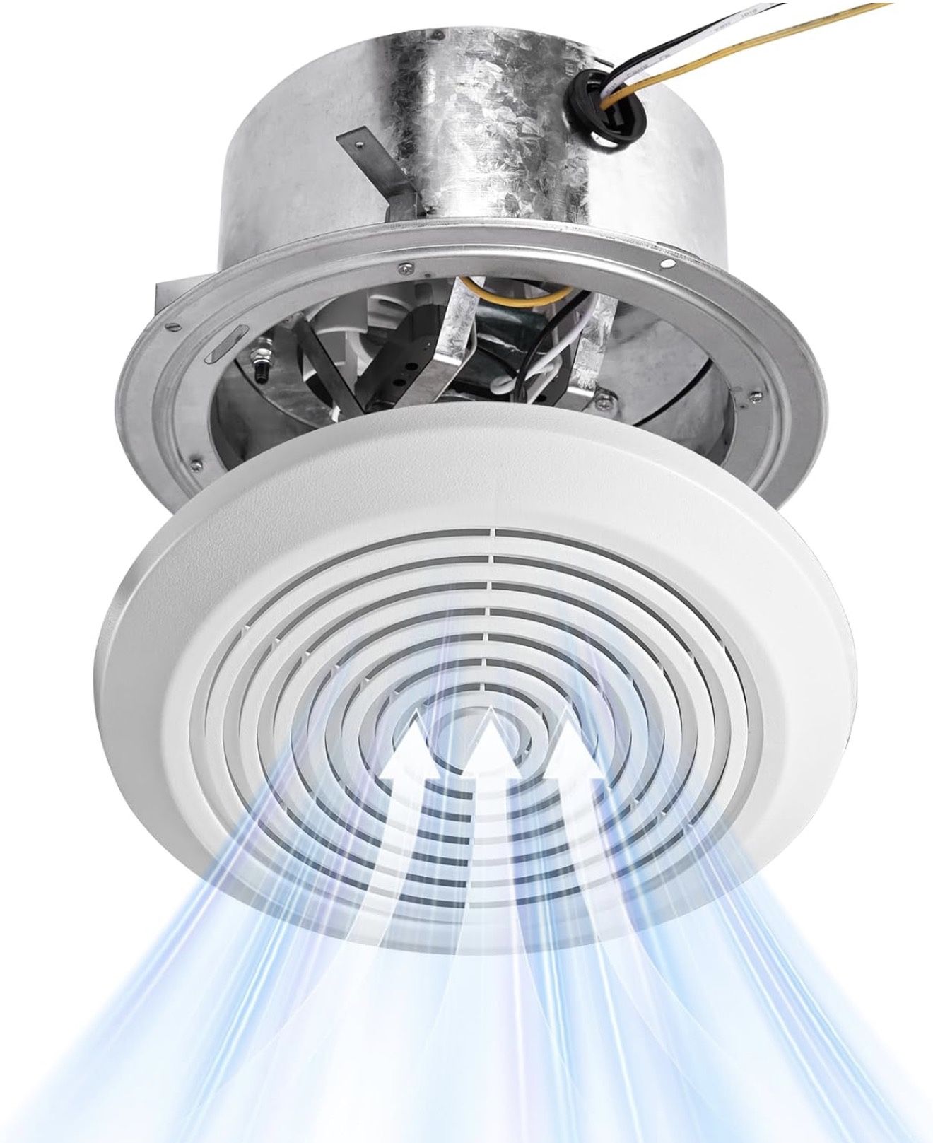 V2270-50 360 Bathroom Exhaust Fan, 50 CFM Round Ceiling Vent Fan, Non-Lighted Bath Fan Replacement for RV or Mobile Home, Fits 8 Inch Opening with 3 I