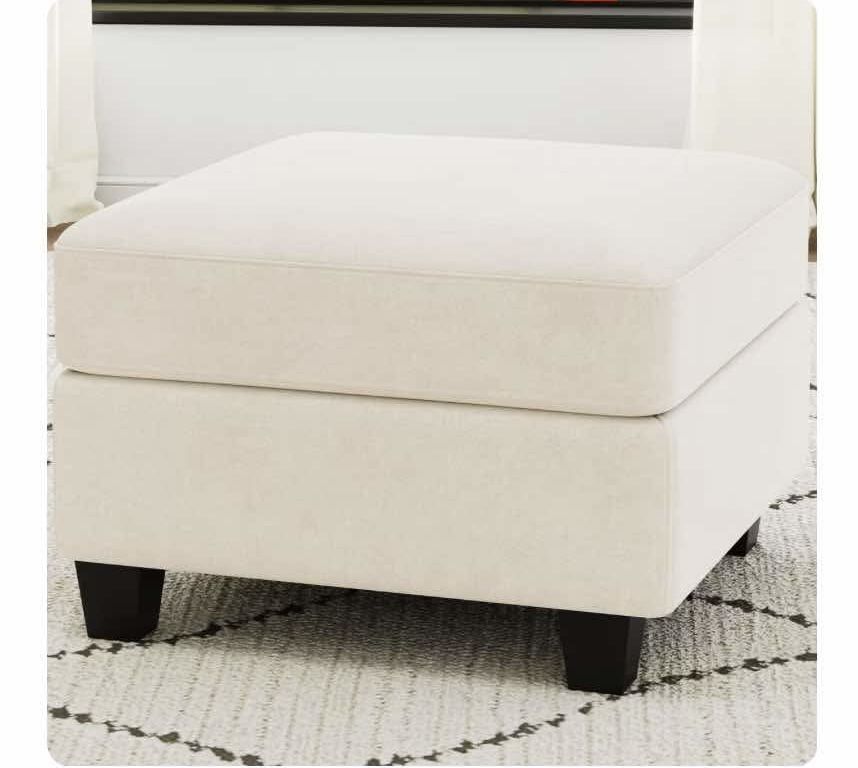 Square Storage Ottoman Beige Suede
