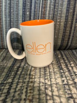 Ellen Degeneres Show Coffee Cup Mug White Orange Ceramic TV Show Collectible USA