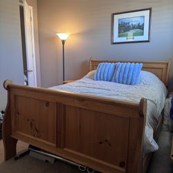 Pinewood Queen Bed Frame & Armoire 