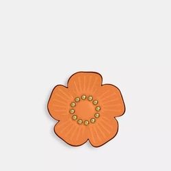 Coach Create Medium Studded Leather Tea Rose Flower Embellishment Rivet