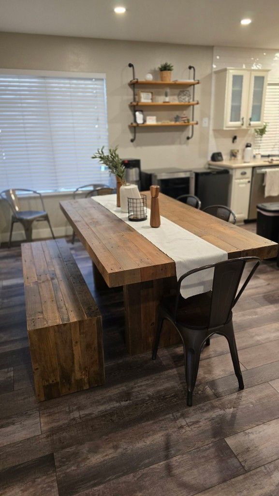 West Elm Dining Table, Chairs and Bench