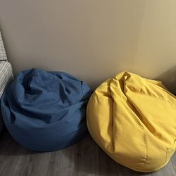 Yellow and Blue Bean Bag Chairs