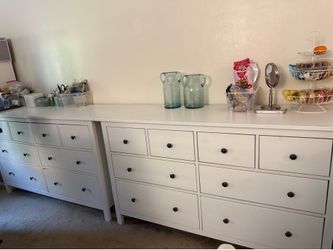 White wood 8-drawer dresser, white stain