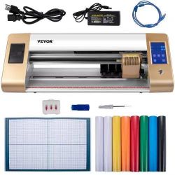 798#Vinyl Cutter Machine, 18 in / 450 mm Max Paper Feed Cutting Plotter, Automatic Camera Contour Cutting LCD Screen Printer w/Stand Adjustable Force 