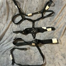 Allure Lingerie black Faux Leather Harness Bodysuit Size One size