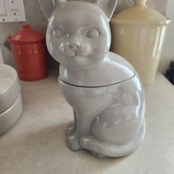 Cute Kitty Cat Kids Cookie Jar New Mint Cond w/ Lid Catch

