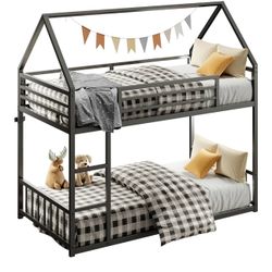 Likimio Bunk Bed Twin over Twin Black color