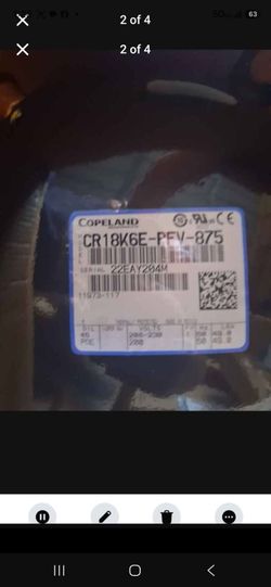 New Copeland CR18K6E-PFV Single Phase Compressor r22 and r407