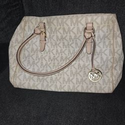 Michael Kors Signature Cream Tan Beige Large Tote Bag And Matching Wallet