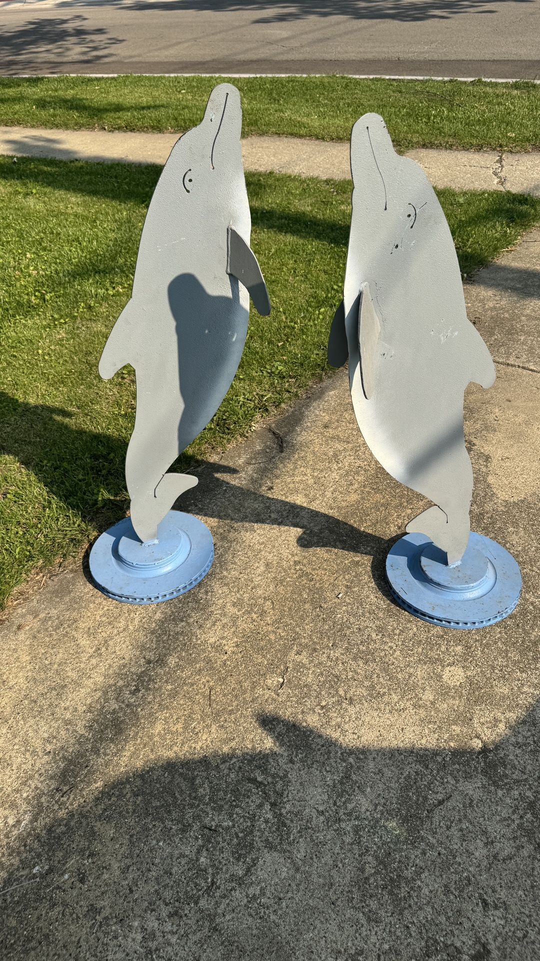 2 Dolphin Metal Art 42” Tall Approximately
