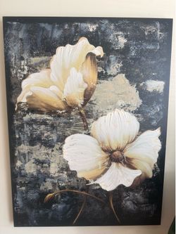 Large Modern Floral Canvas Wall Art
