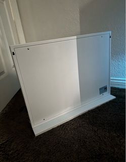 LED Lighted Tabletop Make-up Mirror, White Rectangular