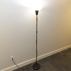 Black torchiere floor lamp with white shade plus bulb

