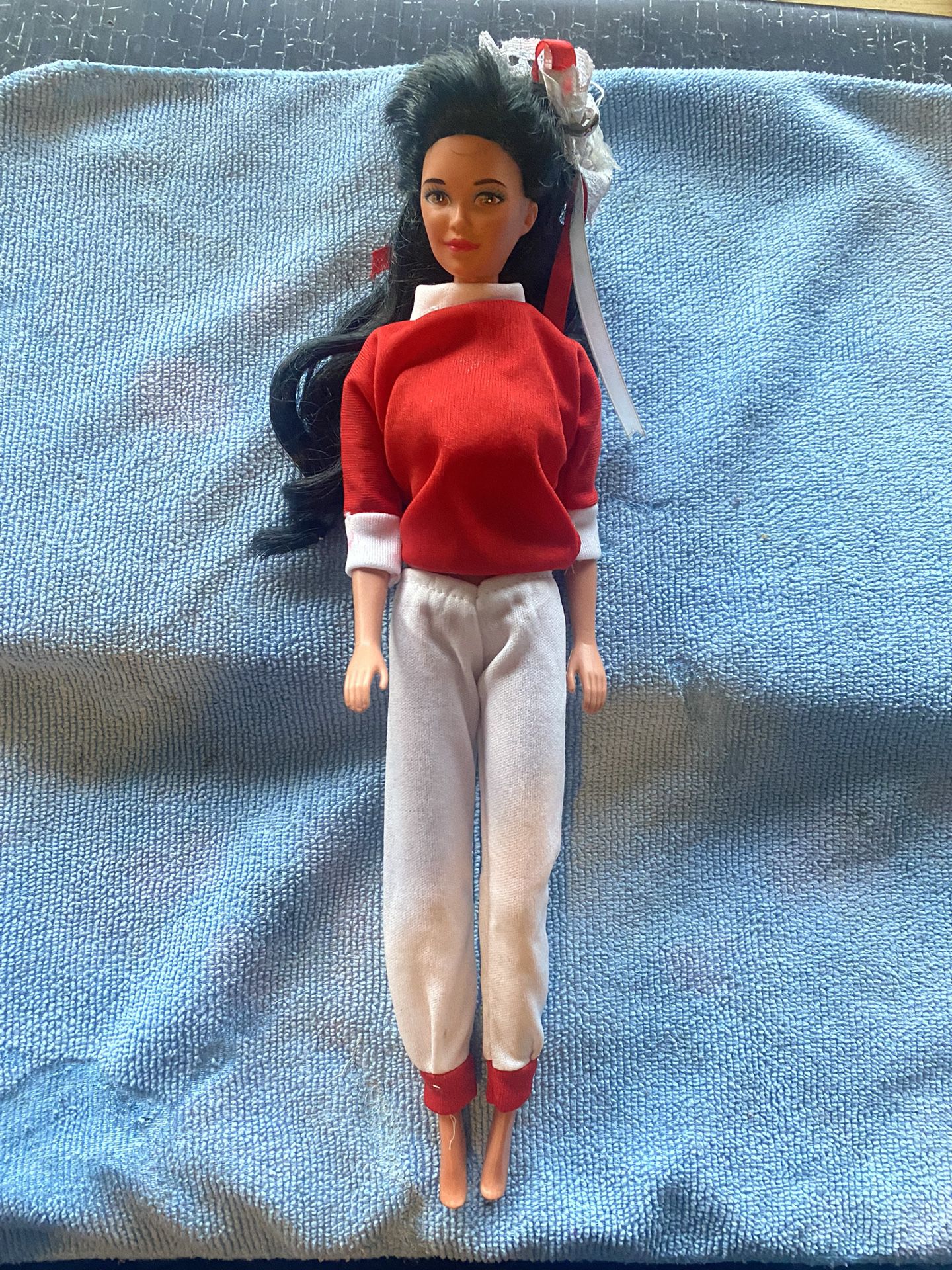 Vintage 80’s Asian Barbie Nia Kira Doll-Black Hair Topaz Hazel Eyes-Red & White