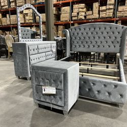  Luxury Gray Velvet Bedroom Set – Brand New – Limited Time $1,349 🔥