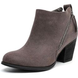 BRAND NEW IN BAG Women's 9 1/2 Extra Wide Width Ankle Boots, Extra Wide Mid Heel Side Zipper Booties Grey Gray (X Wide) 