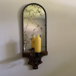 MCM  Vintage Gilded Mirror & Candle Sconce