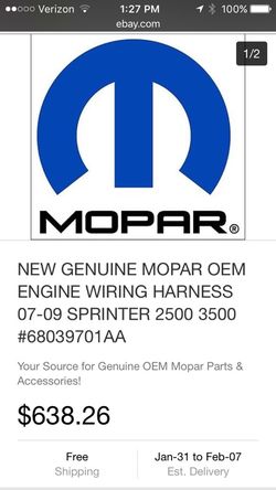 2007-2009 Dodge sprinter wiring harness used