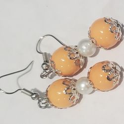 Orange Yellowish Silver Earrings 