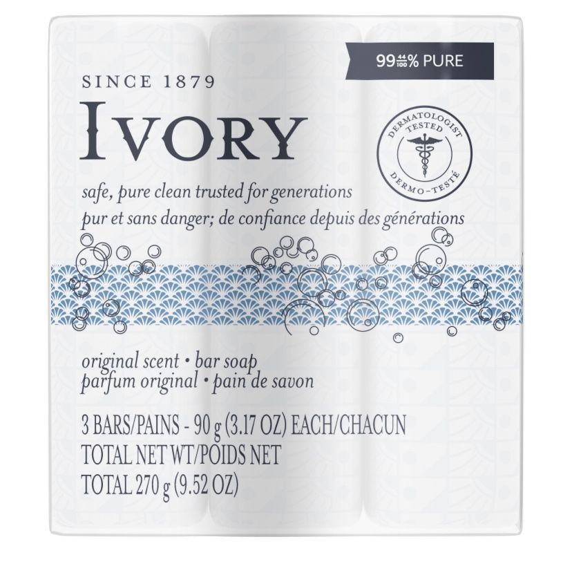 Ivory Bar Soap Original Scent 3.17oz, 3 count. 3 Bars Total.