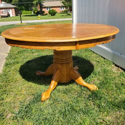 Kitchen Table Round Solid Oak Vintage 
