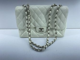 Chanel Jumbo Classic Flap Bag in White Leather (WMP019570)