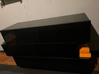 High Gloss Black Wood 6-Drawer