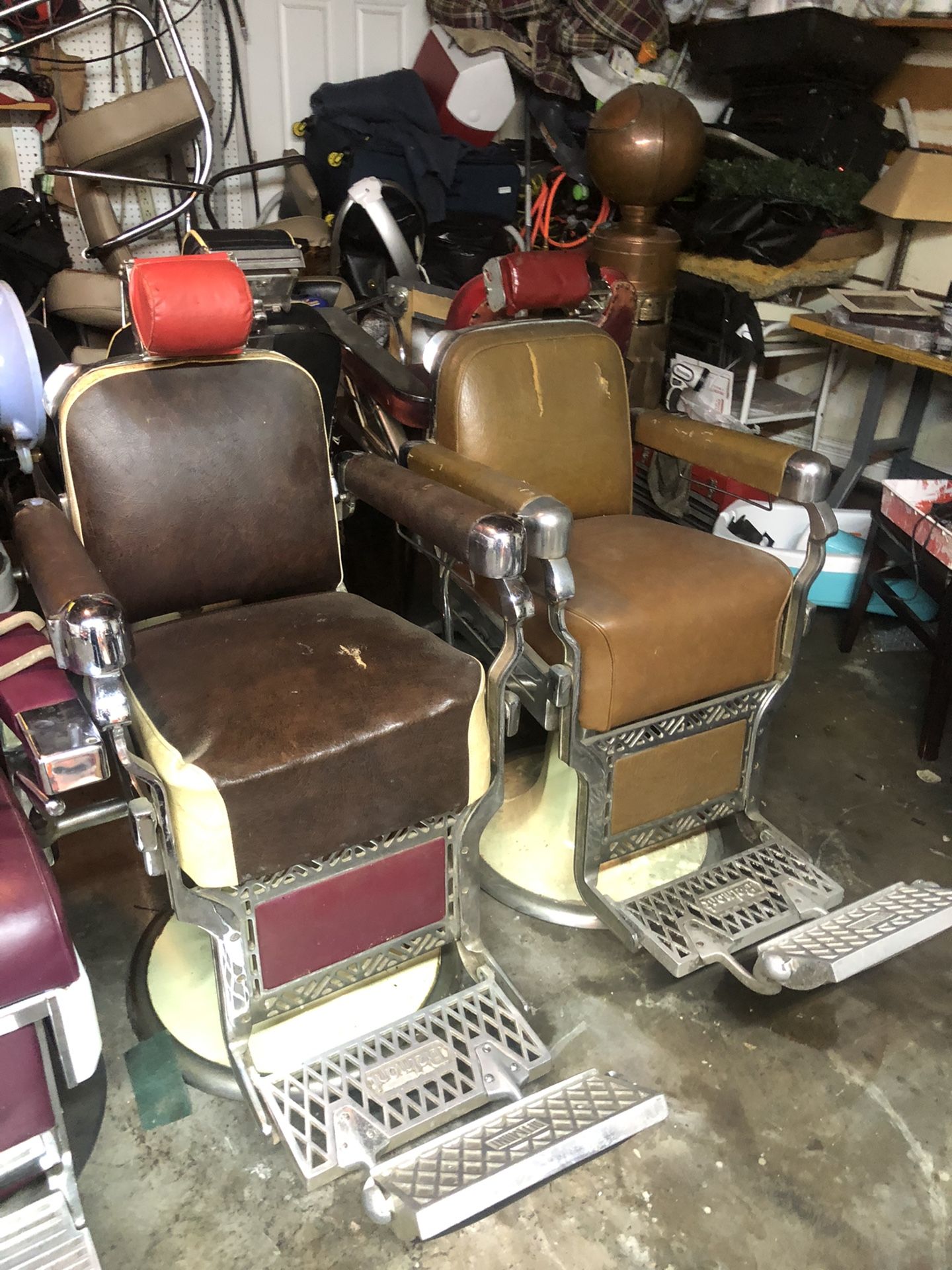 Pair Belmont Barber Chairs 1950s
