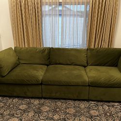 Olive Green Velvet Couch/sectional