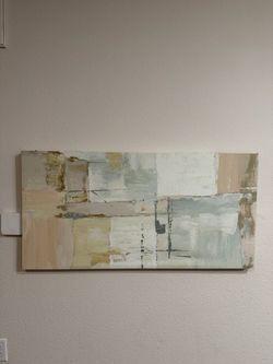 Pink, Mint & Gold Abstract Canvas Art