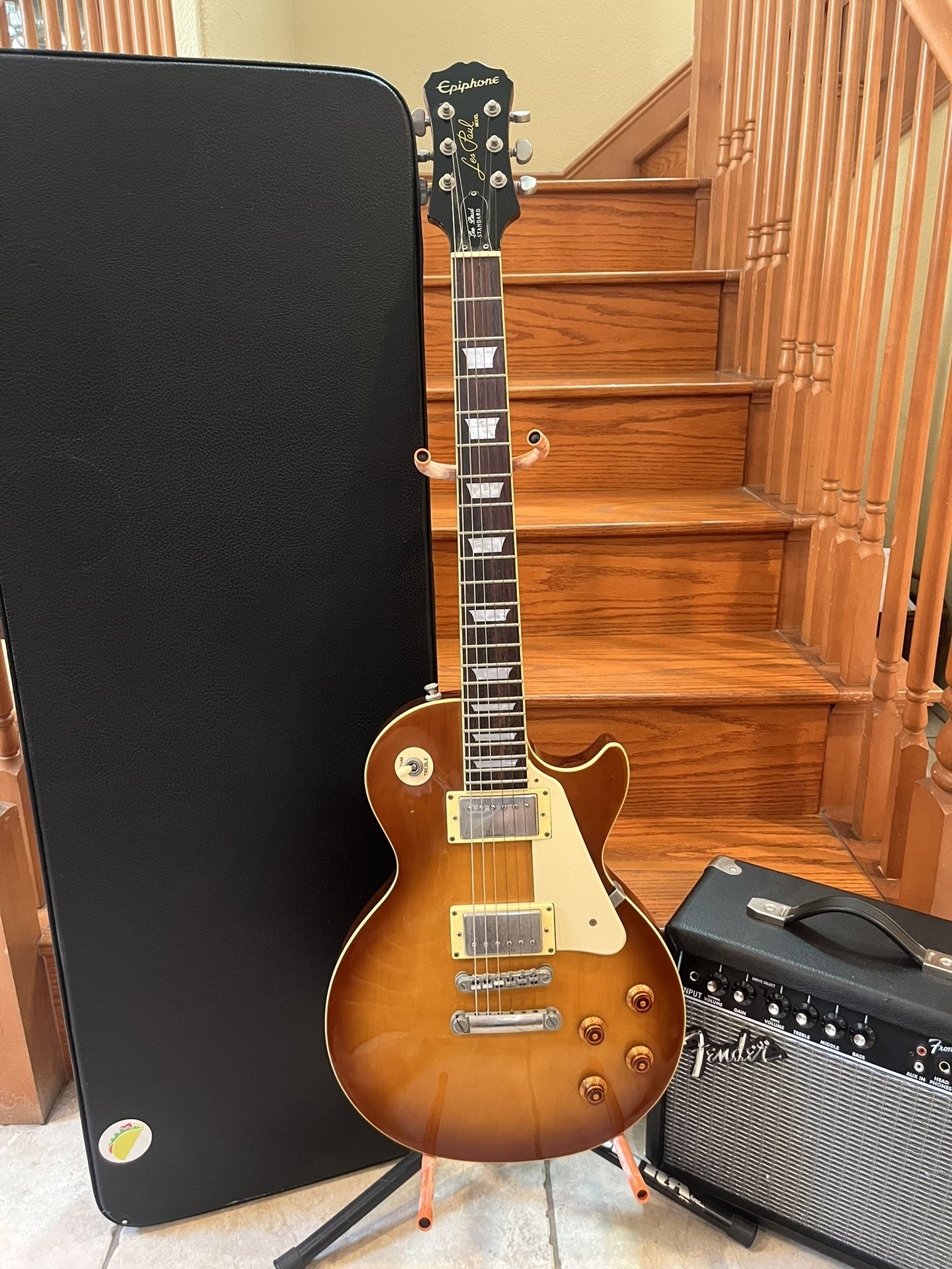 Epiphone Les Paul Standard (Mint) W/ Hardshell Case, Fender Amp 