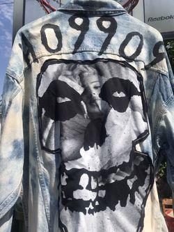 Custom Punk Acid Wash Denim Jacket Unisex