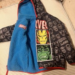 Boys Size 4 Kids Spiderman Rain Winter Jacket Fleece Reversible Two Sided 