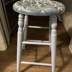 Vintage Blue Wooden Stool