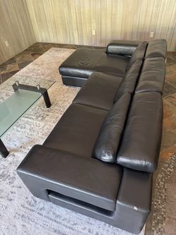 Leather Sofa with Chaise