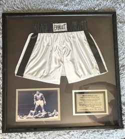 Muhammad Ali Signed Everlast Boxing Trunks Framed Display