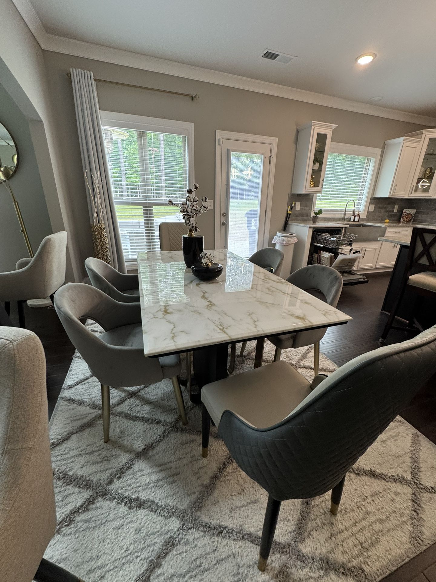 Marble Kitchen Table Set 6 Chairs